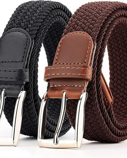 Radmire 2 Pack Elastic Braided Woven Canvas Belts for Men and Women
