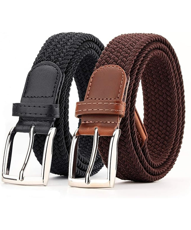 Radmire 2 Pack Elastic Braided Woven Canvas Belts for Men and Women
