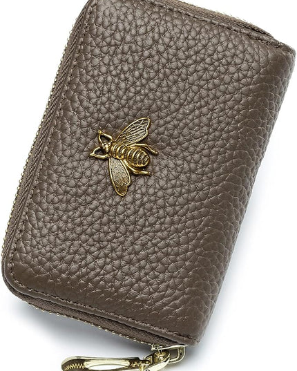 imeetu RFID Credit Card Holder, Small Leather Zipper Card Case Wallet for Women