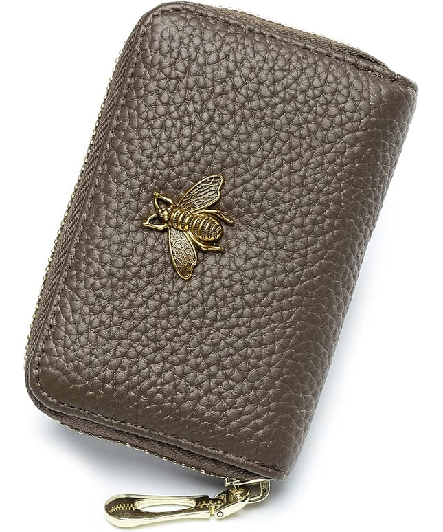 imeetu RFID Credit Card Holder, Small Leather Zipper Card Case Wallet for Women