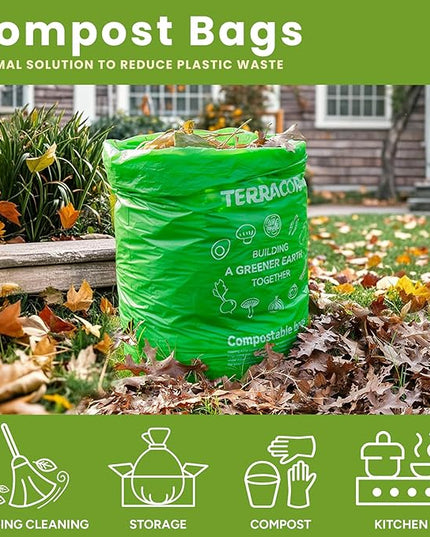 13 Gallon Compostable Trash Bags,50 Count, Heavy Duty Tall Kitchen Food Scrap Waste Bag,Certified BPI and ASTM D6400 Standard
