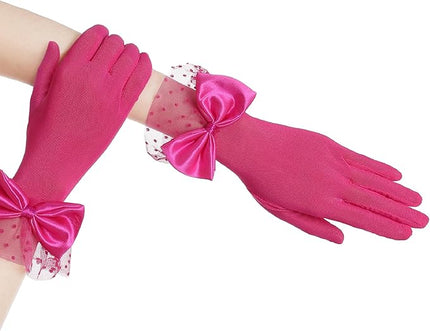 BABEYOND Lace Gloves for Women - Bow Short Prom Gloves Evening Elegant Accessories for Wedding Opera Party