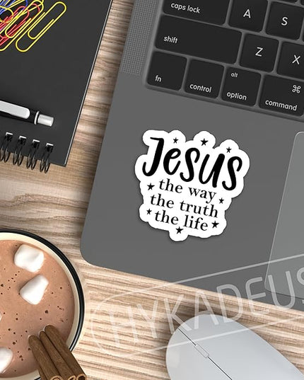 (3Pcs) Jesus The Way The Truth The Life Sticker – Inspirational Christian Waterproof Vinyl Decals for Water Bottle Scrapbook Laptop Phone Tumbler, 3" x 3"