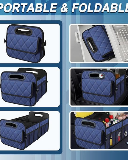Deosk Car Trunk Organizer for SUV, Car Organizers and Storage with 6 Pocket, Car Accessories for Women/Men 70L Waterproof Polyester Trunk Organizer(Large, Navy Blue)