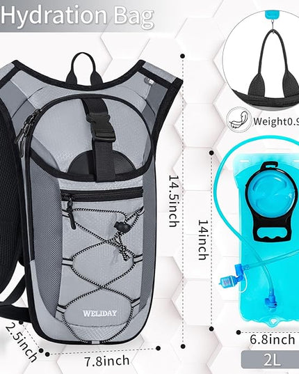 Hydration Backpack with Leak Proof Water Bladder, Lightweight Hydro Water Daypack for Rave, Cycling, Running, Hiking, Climbing
