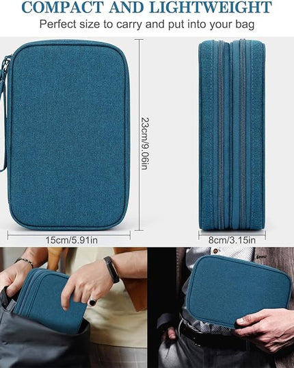 FYY Electronic Organizer, Large Travel Cable Organizer Bag Pouch Electronic Accessories Carry Case Portable Waterproof Double Layers All-in-One Storage Bag for Cable, Cord, Charger, Phone, Dark Green