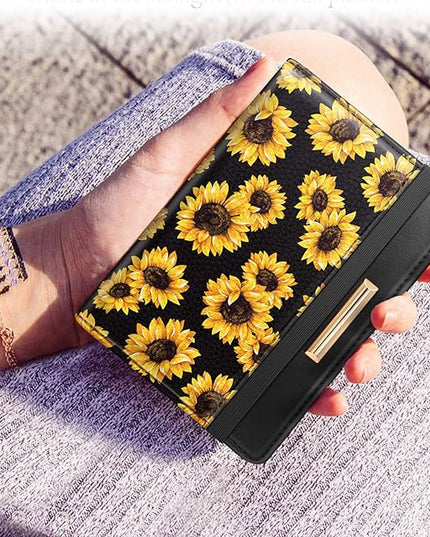 Passport Holder Cover Travel RFID Blocking Passport Cover Rose Gold Cute Flowers Passport Wallet with Elastic Band for Women
