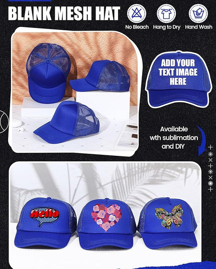 10 Pcs Sublimation Blank Trucker Hats Bulk Mesh Baseball Cap Polyester Mesh Trucker Hat for Men and Women