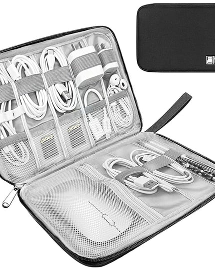 Electronics Organizer Travel Case,Electronic Accessories Storage Bag,Portable Waterproof Cable Organizer Bag,Travel Cord Organizer Bag for Small Charging Cord Storage,Cables,SD Card (Black)