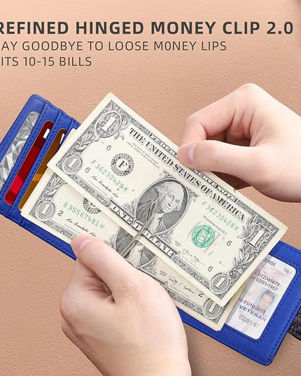 Zitahli Wallet for Men-6 Slots ID Window-Mens Wallets-Slim Wallet Classic Spring Money Clip RFID Blocking-Gift for Men