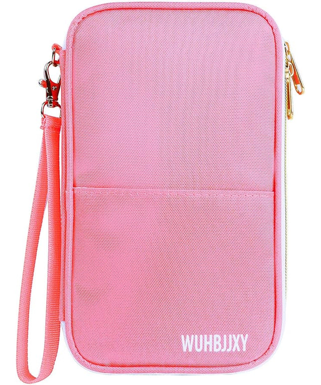 Multifunctional, Practical, RFID Family Passport holder, Travel Wallet (Pink), Travel Document Organizer, Passport Bag, Three-layer Design, Multiple Pockets，Big Storage