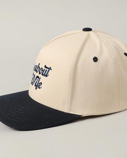 MIRMARU Two-Tone Vintage Canvas Trucker Hats for Men & Women, Adjustable Size Baseball Caps with Trendy Embroidered Design