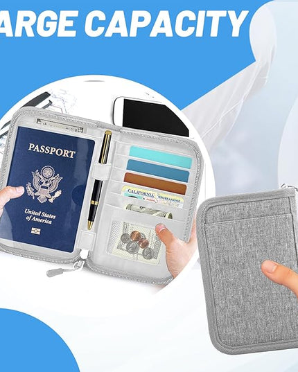 Passport Holder for Travel Essentials, RFID Blocking Protector Passport Wallets, Passport Document Organizer Case for Travel Must Have, Passport Book for Women, Couple, Family Cards, Tickets, ID, Cash