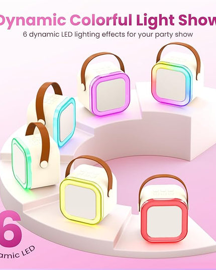 Karaoke Machine for Kids Adults, Portable Bluetooth Speaker with 2 Wireless Karaoke Mics Player,2026 TOP Birthday Gifts Toys for Girls 3,4, 5, 6, 7, 8+Years Old Toddler(Off-White)