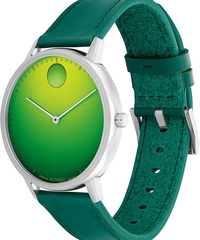 Movado Face Watch - Swiss Quartz, Leather Strap - Classic, Timeless Luxury Fashion Timepiece for Him or Her - 41mm