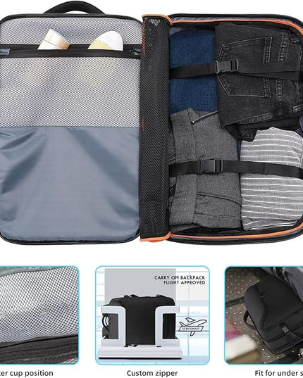 50L Carry on Travel Backpack, Expandable Airline Approved Backpacks with 3 Packing Cubes Fit 17.3 inch Laptop Suitcase backpack for Men Women(Black)