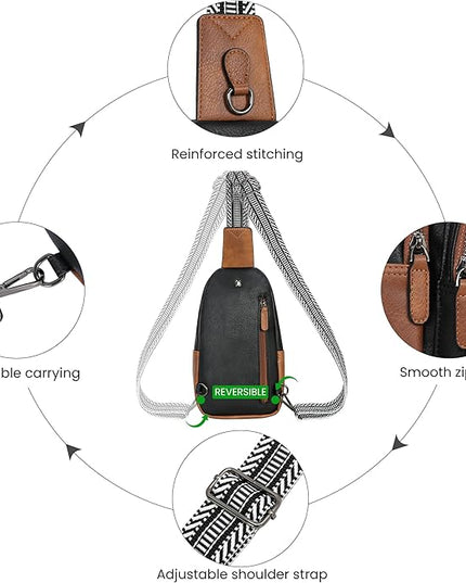 HESHE Sling Bag for Women Anti Theft Small Crossbody Bags Leather Fanny Pack Cross Body Purse for Travel