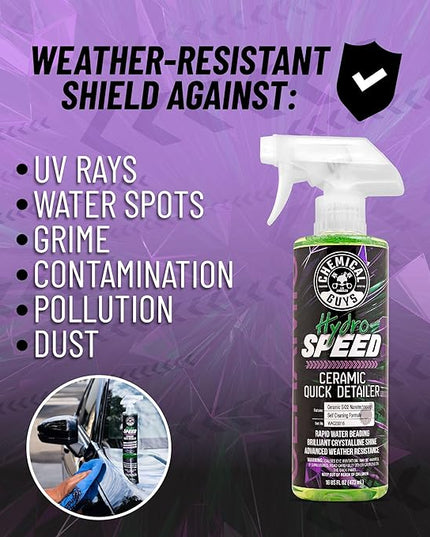 Chemical Guys HydroSpeed Ceramic Quick Detailer Spray - SiO2 Shine Car Detailer Spray for Cars, Trucks, SUVs, Motorcycles and RVs, Boosts Gloss, Hydrophobic Protection and Slickness, 16 oz