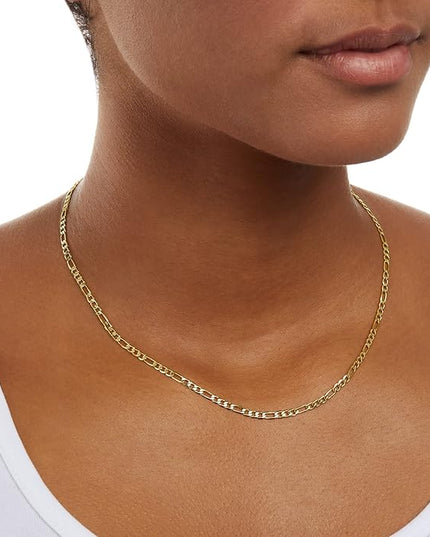 Amazon Essentials 14k Gold or Sterling Silver Plated Figaro Chain Necklace