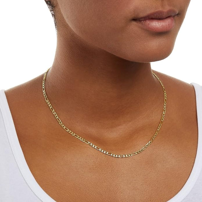 Amazon Essentials 14k Gold or Sterling Silver Plated Figaro Chain Necklace