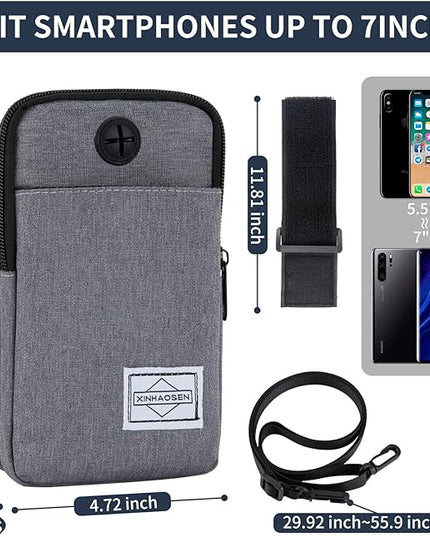 Cell Phone Purse Waist Pack Bag Travel Crossbody Bag Wristband Sport Armband Wallet with Removable Shoulder Strap (Black)