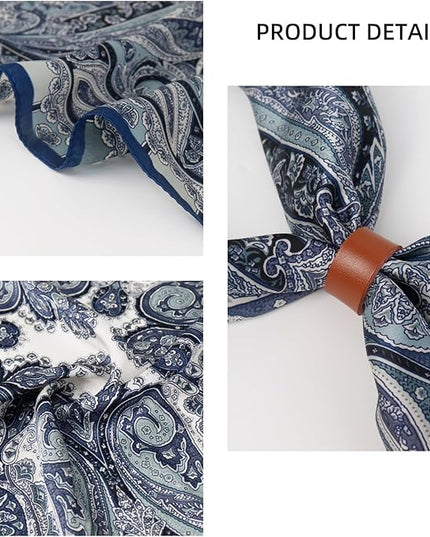 27.5 Inches Square Silk Feeling Neck Scarf for Men Necktie Silk Bandanas Pocket Square Cowboy Scarves