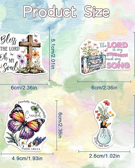 Bible Verse Stickers for Adults - 100 Pcs Watercolor Christian Water Bottle Stickers, Inspirational Waterproof Scrapbook Sticker, Religious Vinyl Decals for Laptop Journal Prayer Board