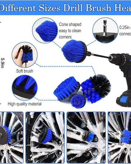 TTRCB 27Pcs Car Detailing Kit, Car Cleaning Kit, Car Detailing Brush Set, Drill Brush Set, Car Detailing Brushes, Car Wash Kit, Car Accessories, Car Cleaning Supplies for Interior, Exterior, Wheels