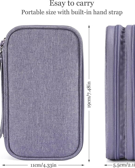 Electronic Organizer Travel Cable Accessories Bag, Electronic Organizer Case, Electronic Accessories Organizer Bag for Power Bank, Charging Cords, Chargers, Mouse, USB Cable, Earphones (Purple)
