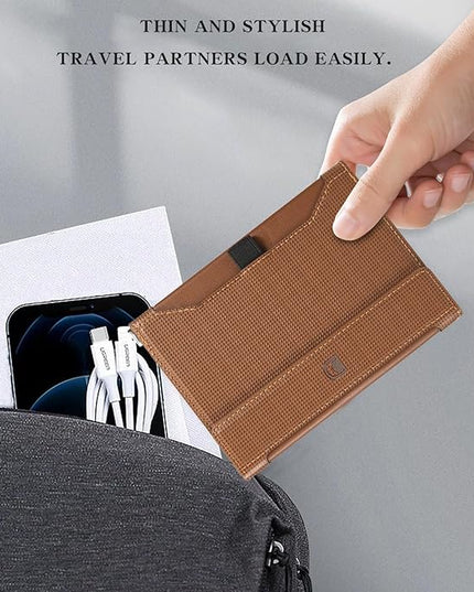 Passport Holder for Travel Essentials, RFID Blocking PU Leather Passport Wallet Cover Card holder Case Passport Book Holders for Women and Men, Brown
