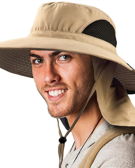SUN CUBE Wide Brim Sun Hat Men Women, Fishing Hats Sun UV Protection, Mens Hiking Bucket Hat Safari Beach Boonie, UPF 50+