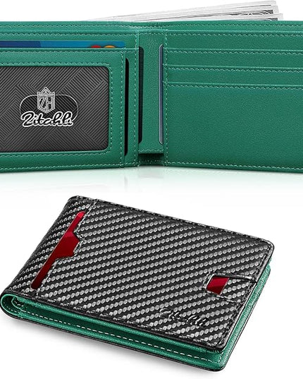 Zitahli Mens-Wallet-Slim-Leather-RFID Blocking Wallet for Men Minimalist Bifold Credit Card Holder with Gift Box