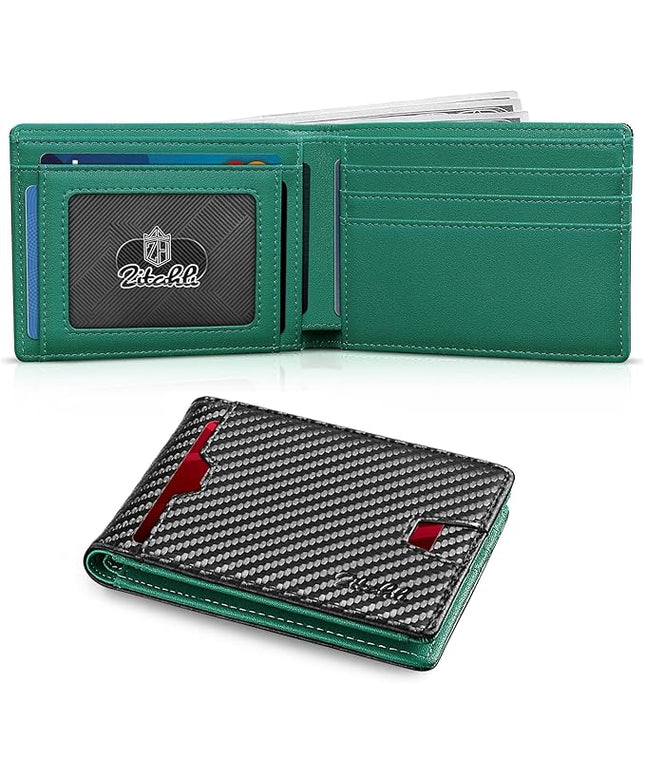 Zitahli Mens-Wallet-Slim-Leather-RFID Blocking Wallet for Men Minimalist Bifold Credit Card Holder with Gift Box