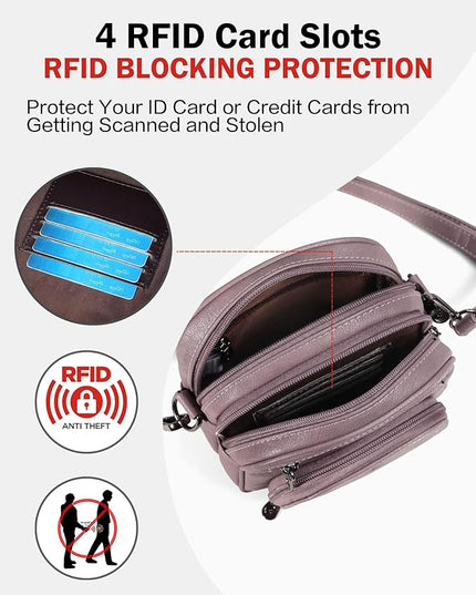 FADEON Small Purses for Women Crossbody Bags, Designer PU Leather Mini Cross Body Purse Travel Shoulder Bag Card Slots