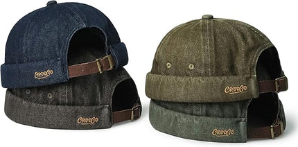 Croogo Denim Docker Hat Fashion Brimless Beanie Hat Retro Worker Skull Cap Rolled Cuff Sailor Cap Hip Hop Dancing Watch Cap