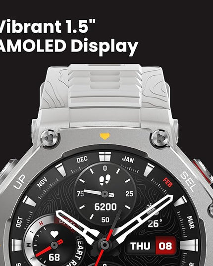 Amazfit T-Rex 3 Rugged/Military Smart Watch 48mm, 27 Day Battery, GPS (with Privacy), Offline Maps, 328 Feet Water-Resistant, 170 Fitness/Sport Modes, AI, Voice Control, for Android or iPhone, Lava