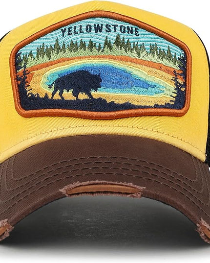 ililily Premium Howels Embroidery Vintage Baseball Cap Distressed Trucker Hat