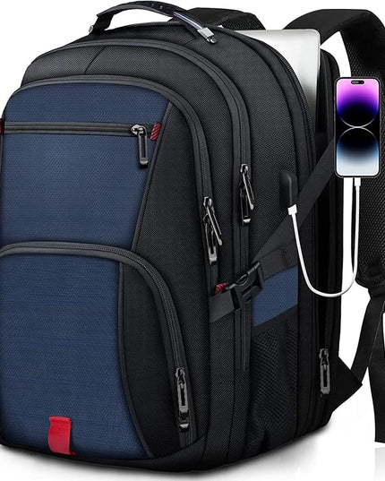 Extra Large Backpack, Travel Laptop Backpack, Sturdy TSA Water Resistant 17.3 Inch Backpacks with USB Port, Anti Theft Business Computer Backpacks Gifts for Men Women, Blue