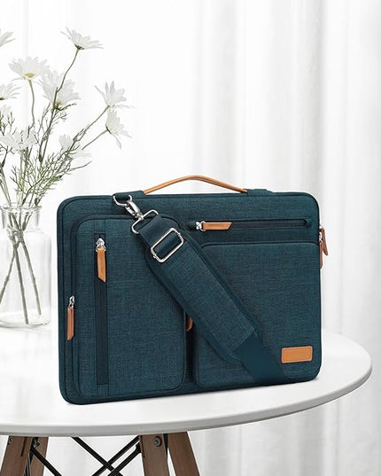 MOSISO 360 Protective Laptop Shoulder Bag,13-13.3 inch Computer Bag Compatible with MacBook, HP, Dell, Lenovo, Asus Notebook,Side Open Messenger Bag with 4 Zipper Pockets&Handle, Teal Green