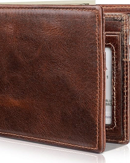 Artpaxy Mens Wallet Bifold Genuine Leather RFID Blocking Wallet for Men with 1 ID Windows 13 Card Holders 2 cash pockets 1 Gift Box