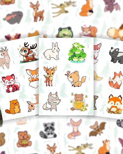 BulbaCraft 100Pcs Woodland Animal Stickers, Forest Animal Stickers for Water Bottle & Laptop - Woodland Party Supplies & Decorations, Gifts for Women & Men