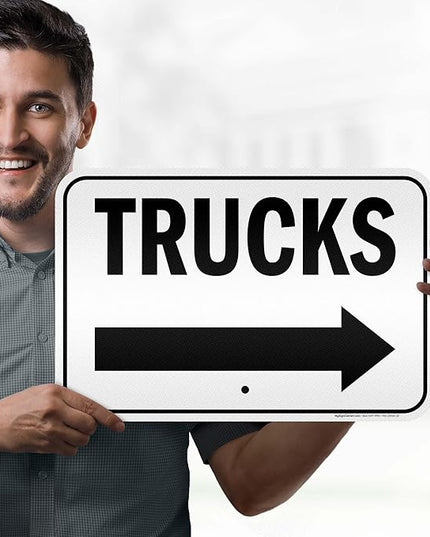 Trucks Right Sign, 12x18 Inches, 3M EGP Reflective .063 Aluminum, Fade Resistant, Made in USA by My Sign Center