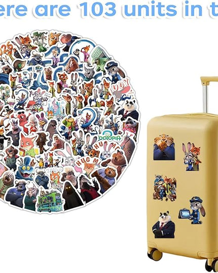 103 Pcs Anime Theme Stickers, Animals Cute Stickers, Movie Sticker Decorative Items Suitable for Phones, Tablets, Water Bottles, Refrigerators, Guitars, Scooters, Suitcases,and More