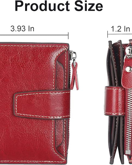 Lavemi Small Compact Women Wallet RFID Blocking Genuine Leather Bifold Purse with ID Windows