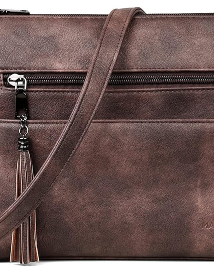 MASINTOR Crossbody Bags for Women, Lightweight Medium Crossbody Purse, Soft Leather Women's Shoulder Handbags with Tassel