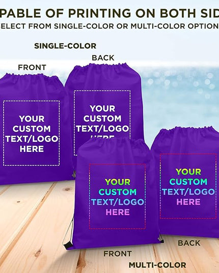 DISCOUNT PROMOS Custom Non-Woven Drawstring Backpacks Set of 10/50/100, Personalized Bulk Pack