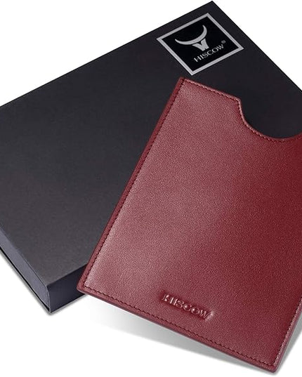 HISCOW Minimalist Passport Sleeve - Italian Calfskin (Wine Red)