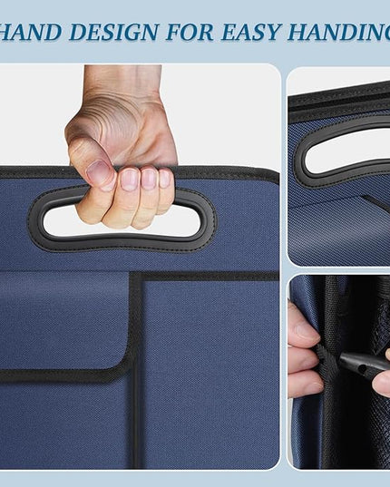 Trunk Organizer, Collapsible Waterproof Multi-Compartment Trunk Organizer for SUVs & Sedans, Car Storage with Reinforced Handles, Car Accessories for Women and Men, 52L