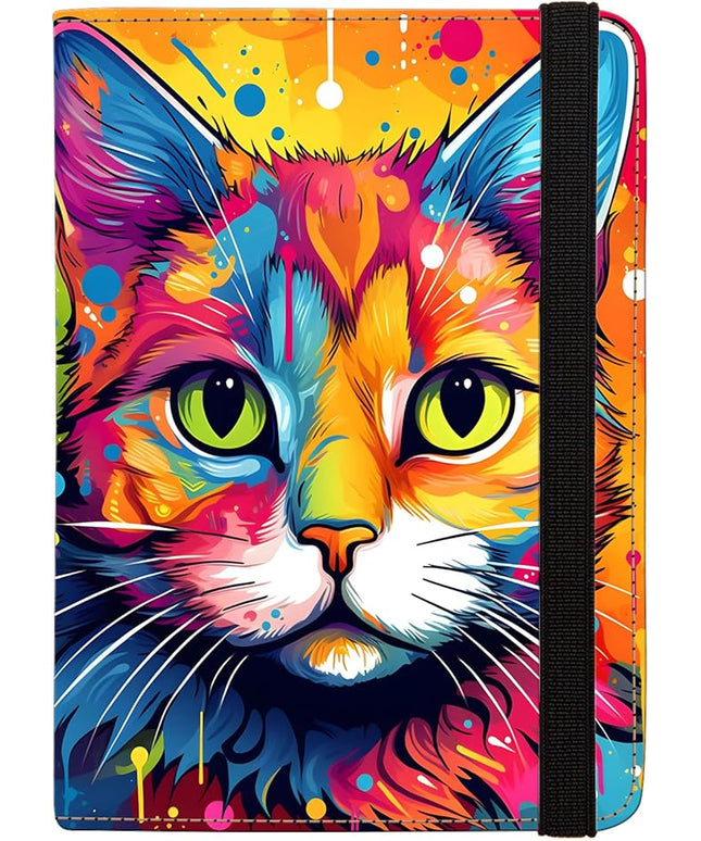 Passport Holder,Cute Passport Cover for Women Men,Travel Document Organizer Holder Boy Girl Wallet personalized Leather Rfid Passport Wallet (Colorful Cat)