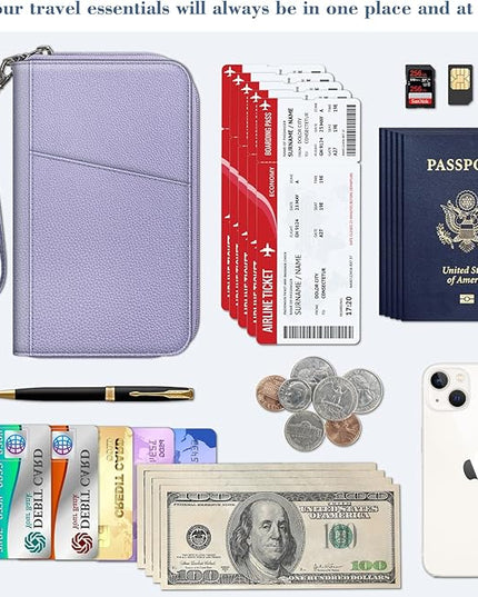 Fintie Family Passport Holder Wallet, RFID Blocking Travel Document Organizer Clutch Bag Credit Cards Case Cover for Women Men